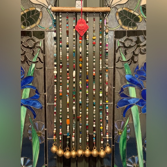 Made in India NWT Stunning Colorful Beaded Door Hanging with Brass Bells - Picture 1 of 7